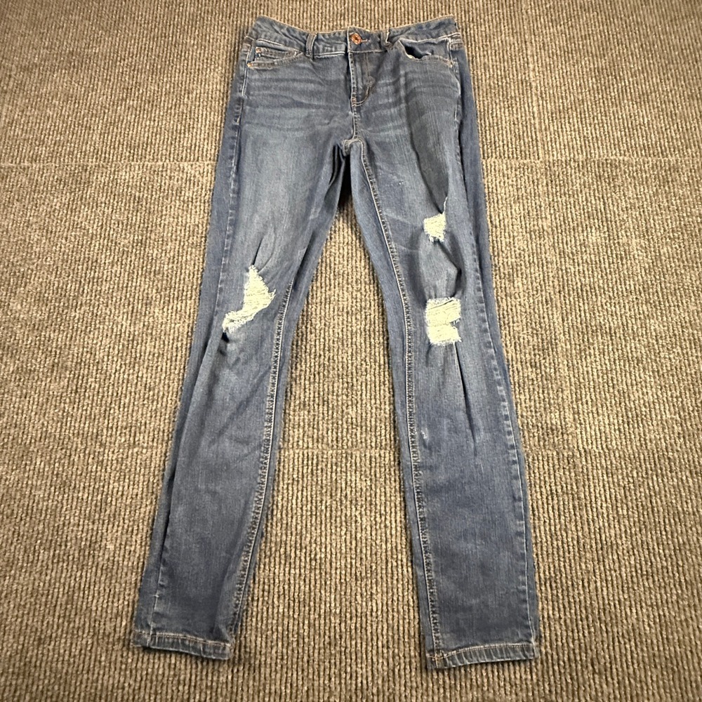 Refuge Womens Distressed Skinny Jeans Size 8 Medium Wash Ripped Denim Pants‎